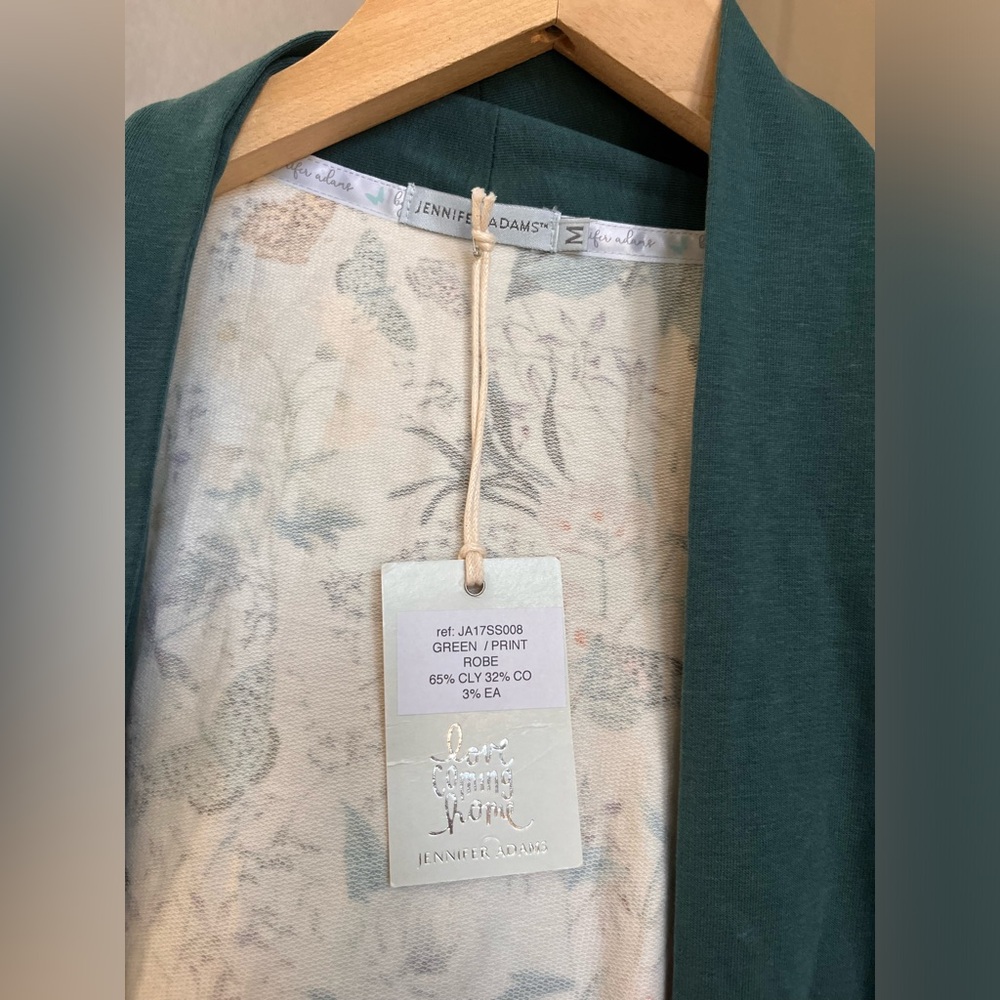 ▪️NWT Jennifer Adams Love Coming Home Botanical Butterflies Green Print Robe M - Picture 6 of 6